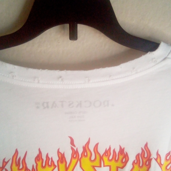 Nwot Rockstar Sushi Heavily Distress Flame Graphic Tee - Picture 15 of 17